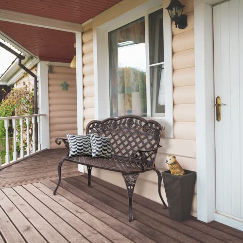 Antique Cast Aluminum Outdoor Bench for 2-3 People, Black C455