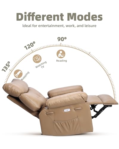 Electric Swivel Massage Chair, Power Rocking Recliner with Vibration and Heating, PU Leather Single Sofa with USB Port and Storage L680