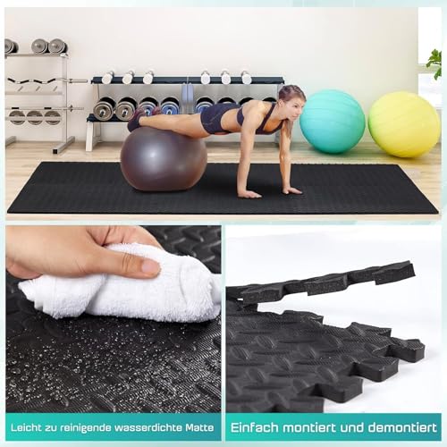 Puzzle Exercise Mat for Home Gym, EVA Interlocking Foam Floor Tiles with Border I79139