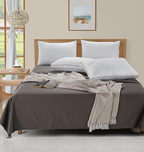 Bed Pillows King Size Set of 2 - Soft Gusseted Pillow for Sleepers - Down Alternative - White N2389