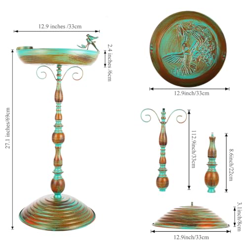 Vintage Metal Bird Bath Bowl with Butterfly Pattern for Garden L44725