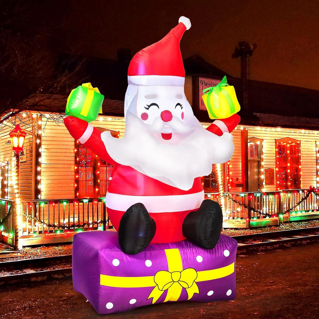 6ft Inflatable Santa Claus with Gift Boxes for Outdoor Yard Decor X222219