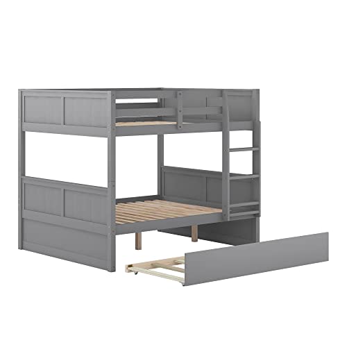 Twin Over Full Bunk Bed with Slide and Stairs for Kids E212