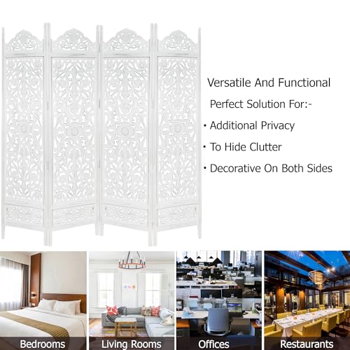 4 Panel Folding Wood Room Divider, Antique Brown, 72 x 80 L396608