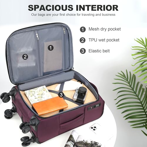 Softside Expandable Carry On Luggage with Spinner Wheels and TSA Lock, 20-Inch R869