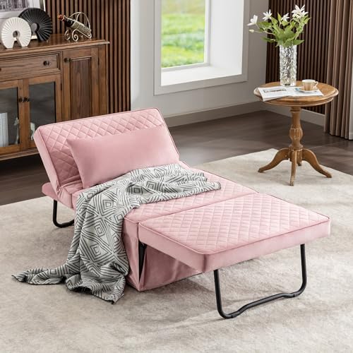 Sofa Bed Folding Ottoman Couch with Adjustable Backrest, Dark Grey C9023