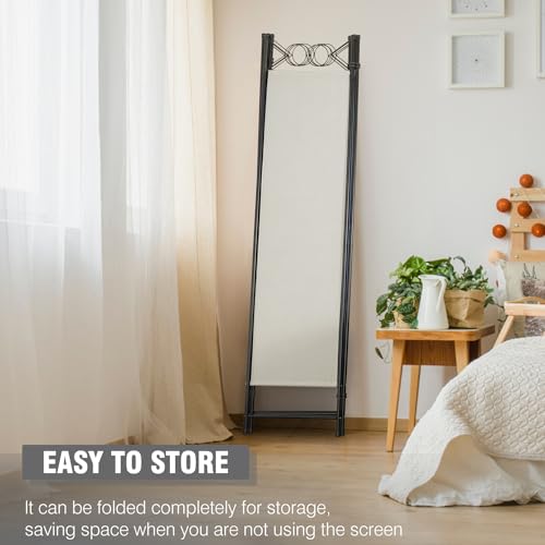 4 Panel Room Divider 6FT Steel Frame Folding Privacy Screen S6430
