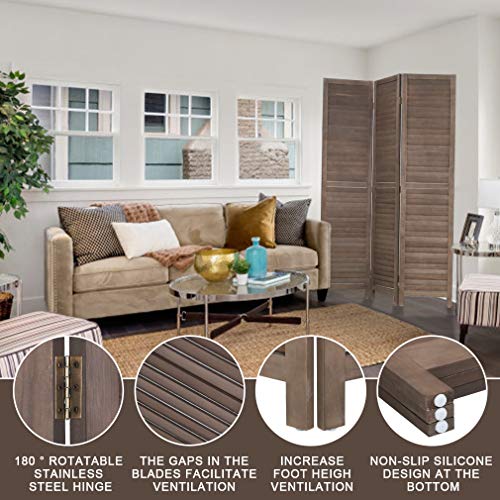 6 Panel Wood Room Divider Freestanding White 5.57 FT S6393