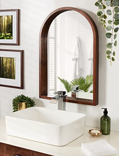 Rustic Modern Farmhouse Arch Mirror, 24" x 36", Natural Wood Finish P397