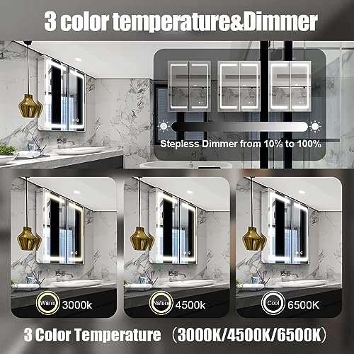 Illuminated LED Bathroom Medicine Cabinet with Touch Switches X2229