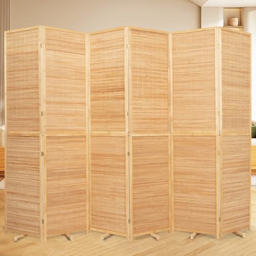 Bamboo Room Divider Folding Privacy Screen, 4 Panel, Beige T32841