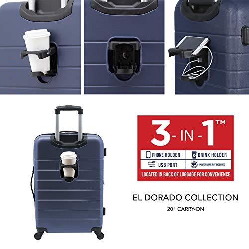 Smart Luggage Set with Cup Holder and USB Port, 20-Inch Carry-On K967