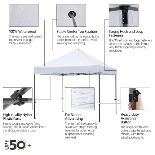 Heavy Duty Pop Up Canopy Tent 10x20 with Wheeled Carry Bag, White X6840