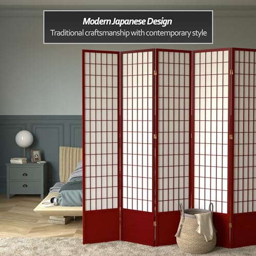 7 ft. Tall Window Pane Shoji Screen Room Divider, 3 Panels T5246
