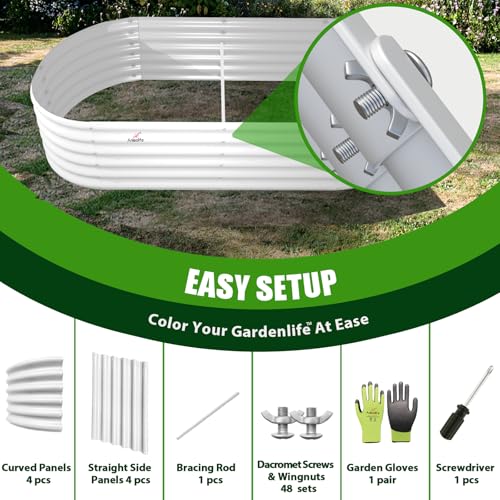 Galvanized Raised Garden Bed Oval Metal Planter Box for Vegetables Flowers A9593
