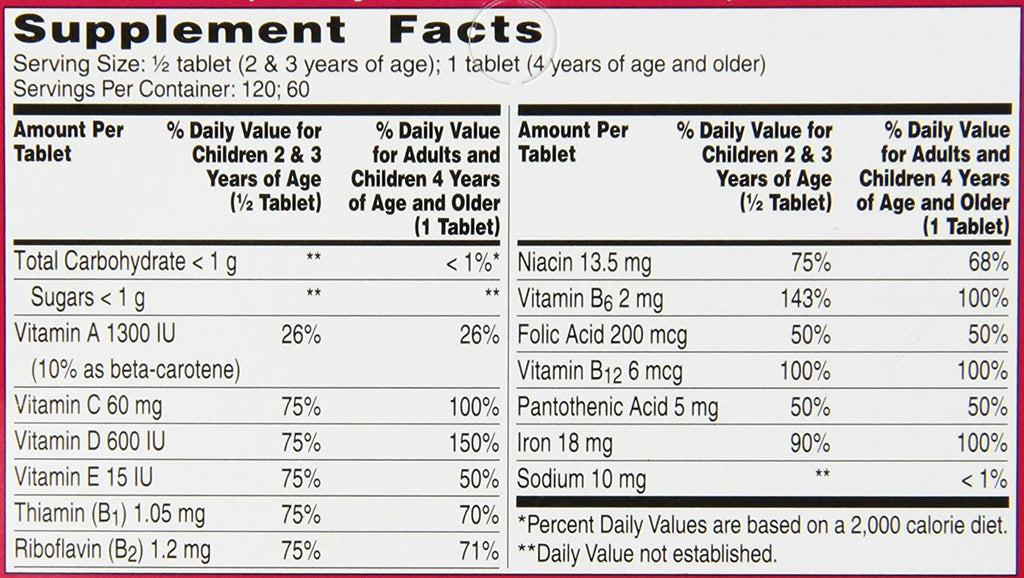 Children's Multivitamin with Iron Chewable Tablets, 60 Count E399