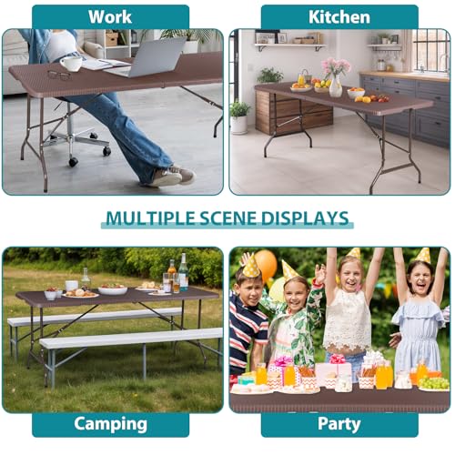 Portable 4 Foot Plastic Folding Table, Indoor Outdoor Heavy Duty, White R80992