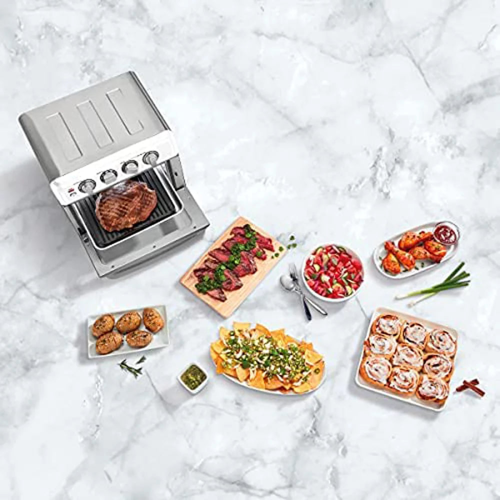 Air Fryer Toaster Oven with Grill, Stainless Steel Bundle with 12 Piece Ceramic Coated Cutlery Set S729