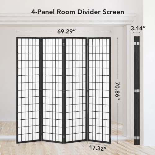 6 Panel Folding Shoji Screen Room Divider, 5.9 Ft, Natural J6469