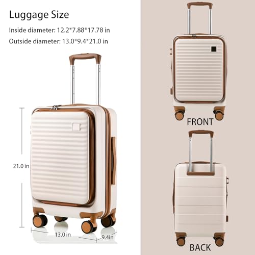 Expandable Carry-On Luggage, Hardside, Spinner Wheels, TSA Lock, 20-Inch U64815