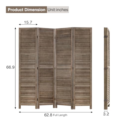 6 Panel Wood Room Divider Freestanding White 5.57 FT S6393
