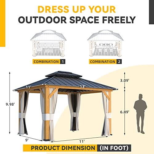 12x20 Hardtop Gazebo Double Roof Galvanized Steel Outdoor Aluminum Frame with Netting and Curtains M3306