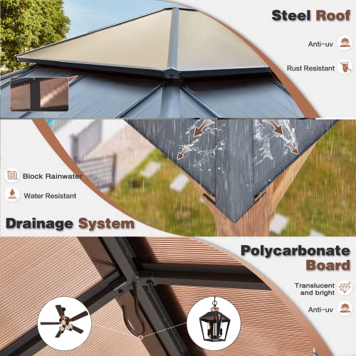 12x20 Hardtop Gazebo Double Roof Galvanized Steel Outdoor Aluminum Frame with Netting and Curtains M3306