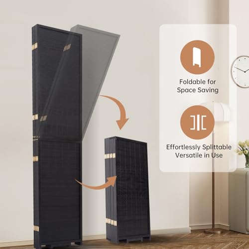 Bamboo Room Divider Folding Privacy Screen 4 Panel Freestanding F401