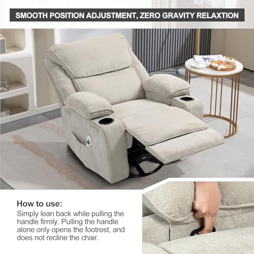 Massage Heated Swivel Rocking Recliner Chair with Cup Holders Z657