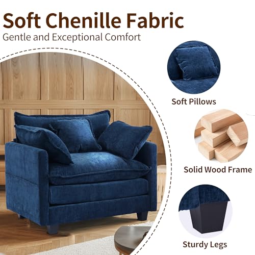 Chenille Lounge Chair with Ottoman, Beige W1064