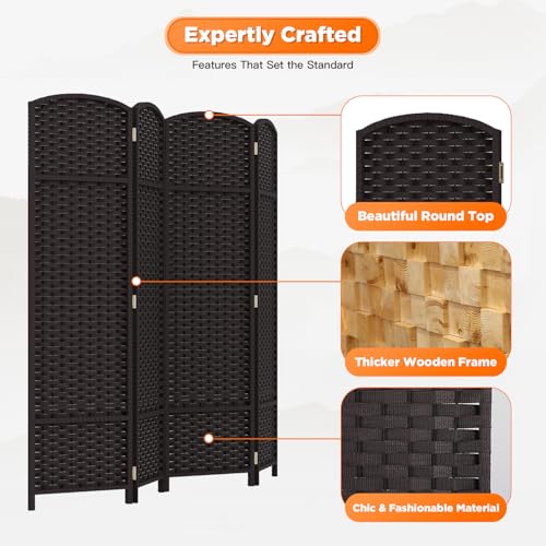 4 Panel Room Divider Screen 5.6 Ft Tall Folding Privacy Partition N658