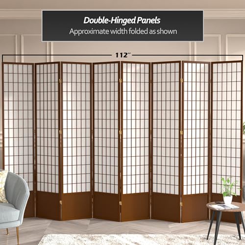 7 ft. Tall Window Pane Shoji Screen Room Divider, 3 Panels T5246
