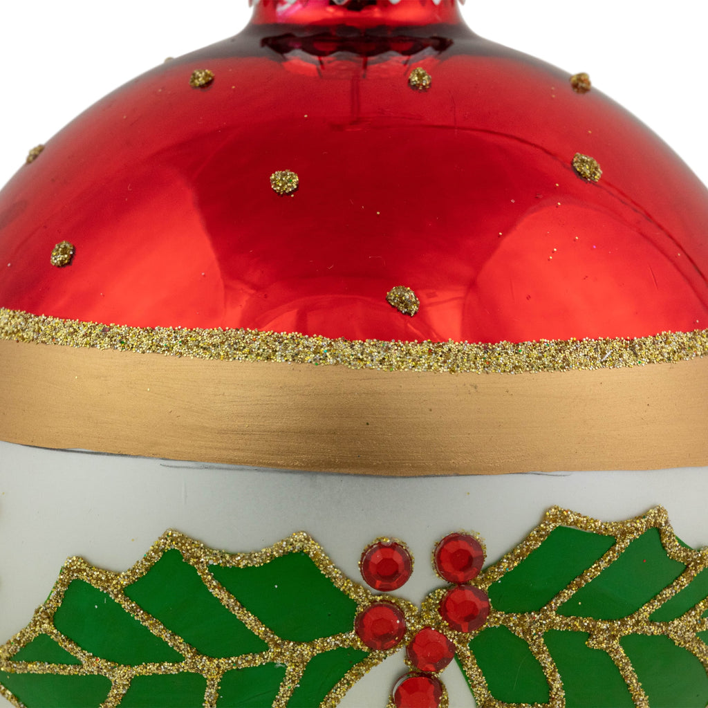 Set of 2 Glittered Christmas Glass Ball Ornaments 4" E23428