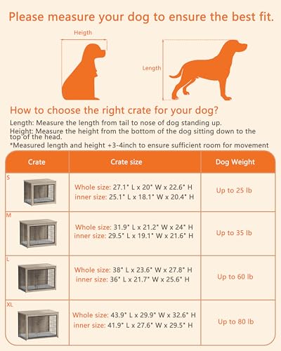 Dog Crate Furniture with Cushion, Heavy-Duty Metal Mesh, Wooden End Table with Double Doors, Indoor Kennel for Small Breed, Grey K856