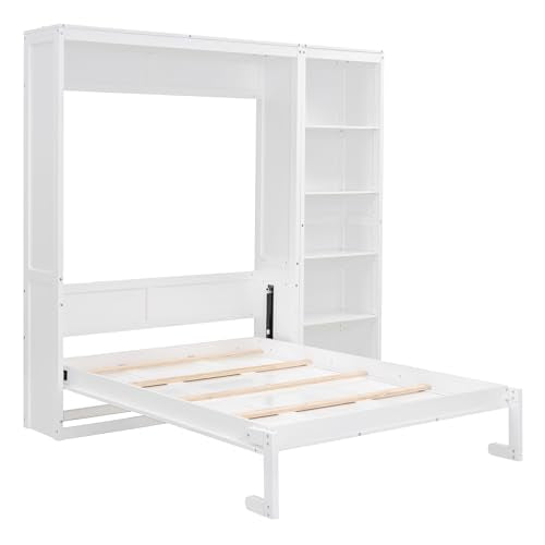 Queen Size Murphy Bed with Cabinet and LED Lights P178570