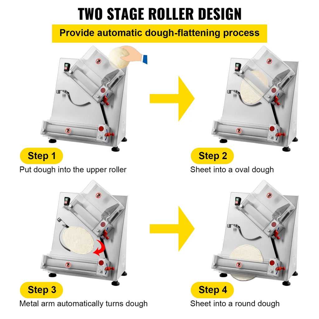Electric Dough Sheeter Pizza Roller Stainless Steel 12'' E236