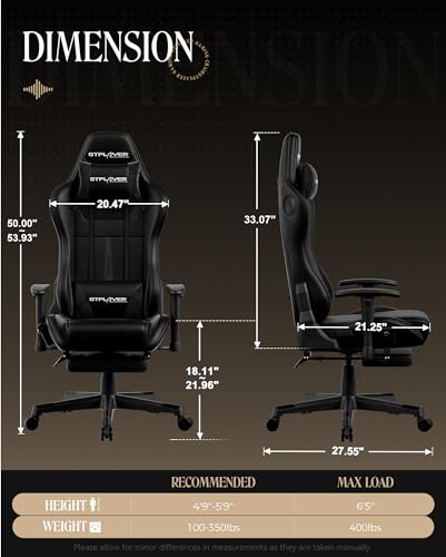 Gaming Chair with Speakers, Footrest, High Back Ergonomic Recliner H4666