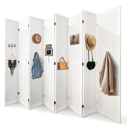 6 Panel Wooden Room Divider with Shelves B102027