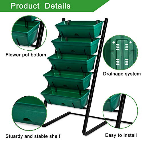 Vertical Garden Herb Raised Bed 4.5FT Freestanding Elevated Planters with 5 Container Boxes E842