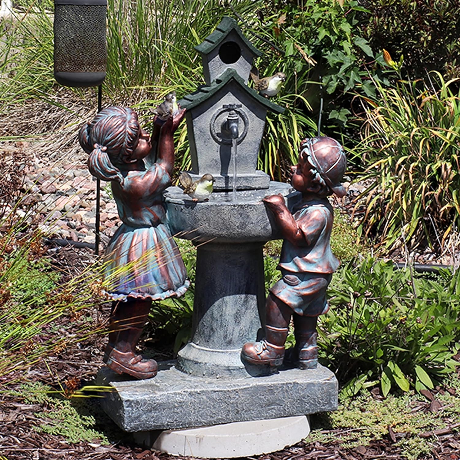 Outdoor Water Fountain with Bird Bath Design J93668