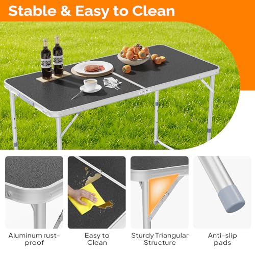 3ft Aluminum Folding Camping Table with Carrying Handle L179408