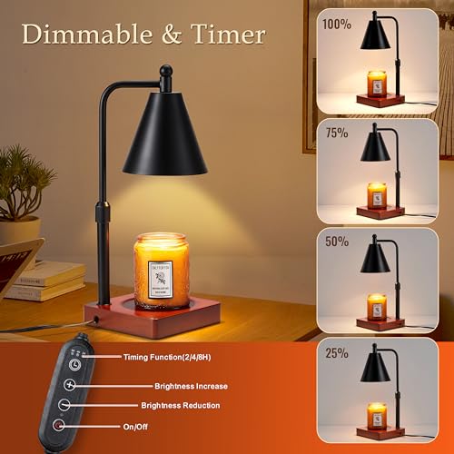 Candle Warmer Lamp with Timer and Dimmer, Adjustable Height, White Gold D54776