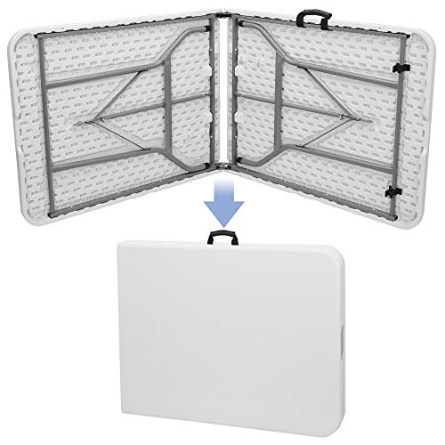 Portable 4 Foot Plastic Folding Table, Indoor Outdoor Heavy Duty, White R80992