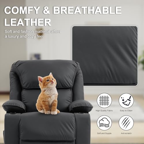 Massage Heated Swivel Rocking Recliner Chair with Cup Holders Z657