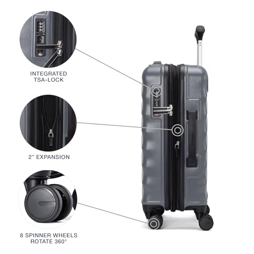 Hardside Expandable Carry-On Luggage with 8 Spinner Wheels and TSA Lock J560758