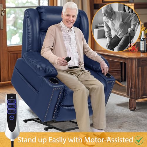 Large Power Lift Recliner Chair for Elderly with Heat and Massage, USB Port, Dark Brown A742