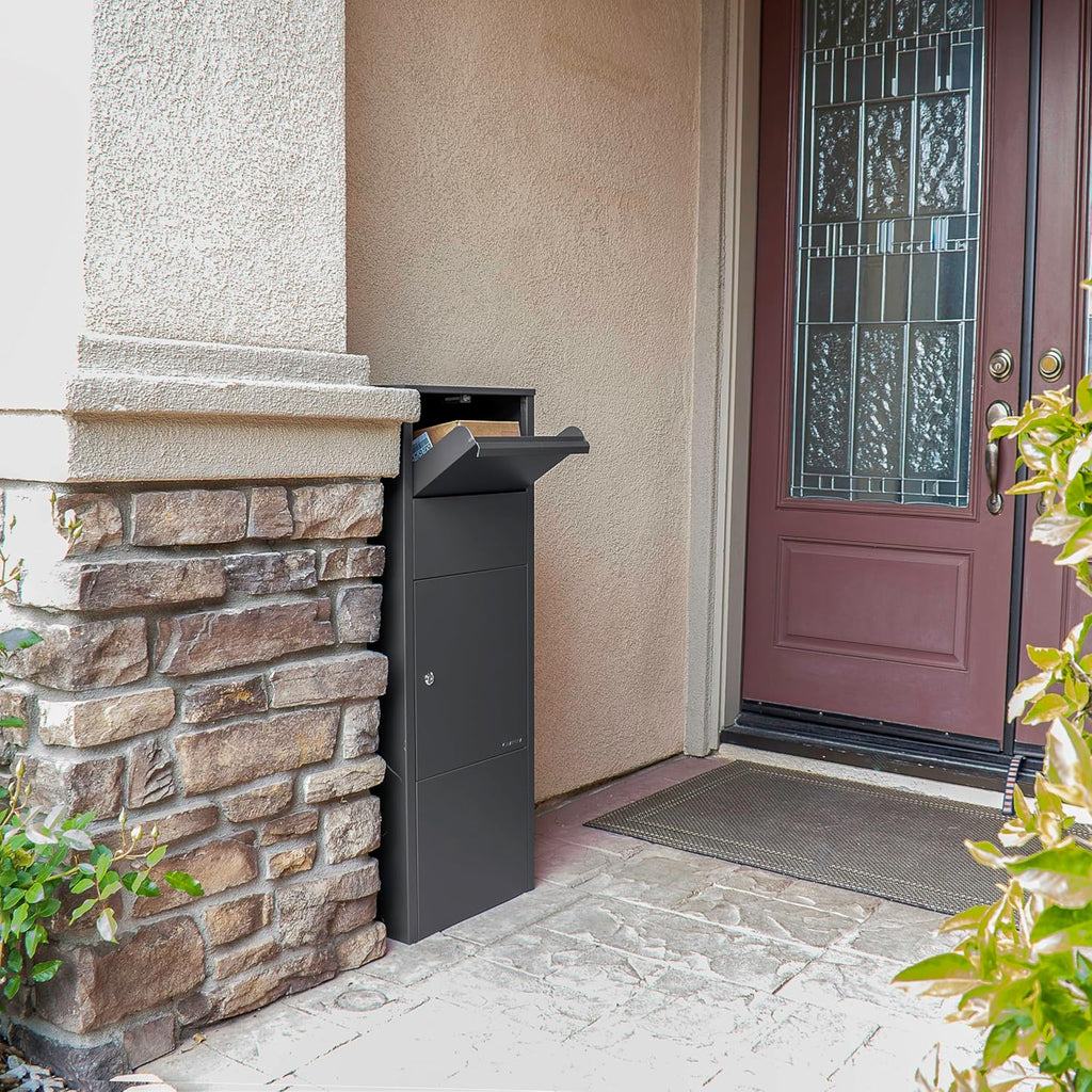 Steel Parcel Drop Box with Tamper-Resistant Slot & Key Lock W61480