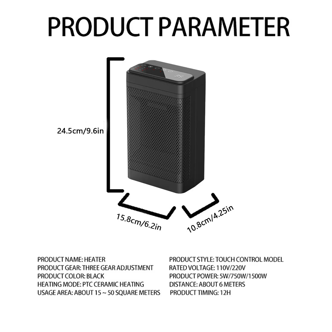 1500W Portable Electric Heater with Thermostat and Remote I930