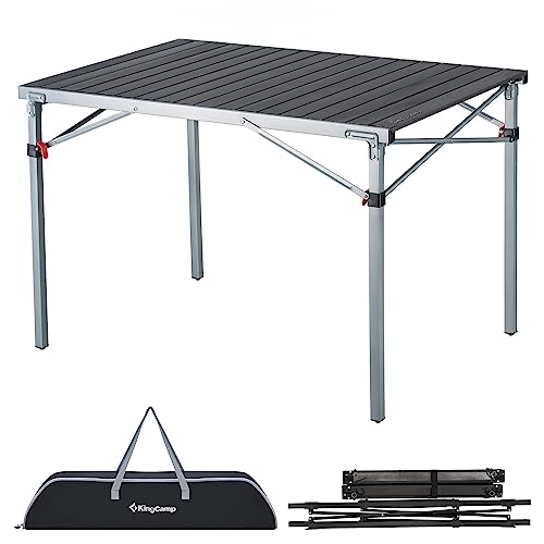 KingCamp Camping Table Folding Portable Table Aluminum Roll Up Lightweight Foldable Large Camp Table for Indoor Outdoor Picnic Backyard, 53.5"X27.5"