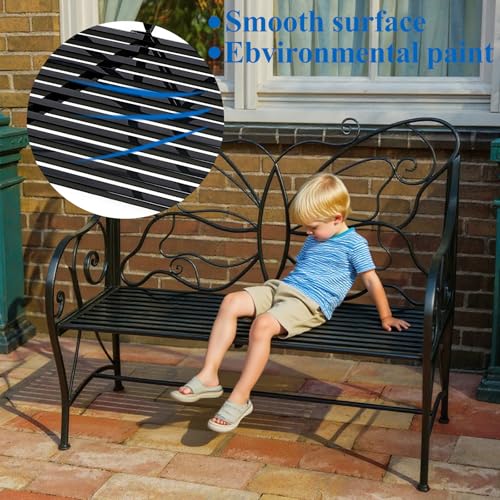 Outdoor Garden Bench Cast Iron with Armrests W9104